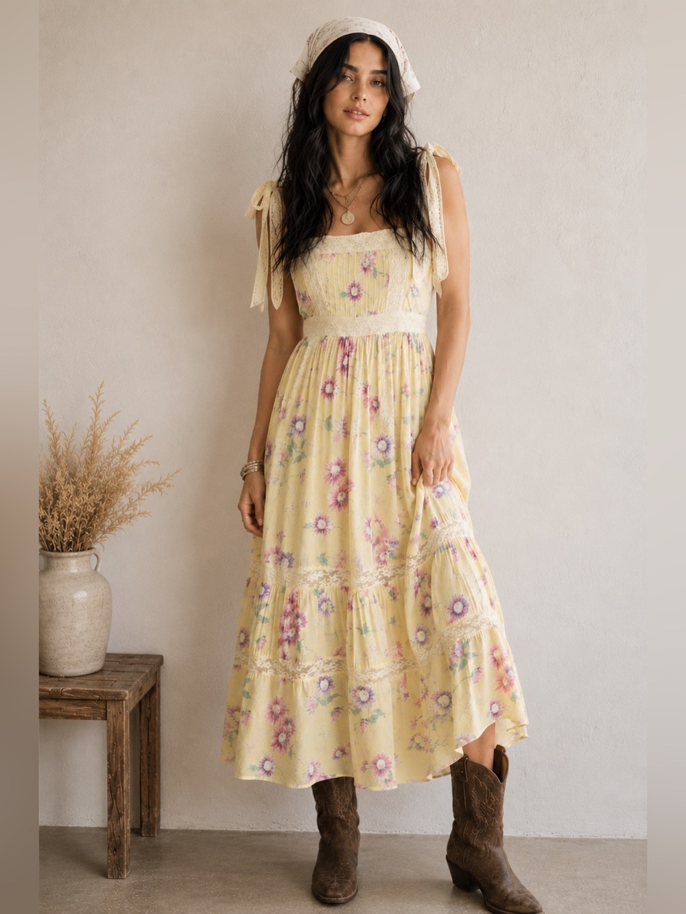 NEW LoveShackFancy Ayala Midi Dress Bright Azalea Yellow Pink Floral Sz 10